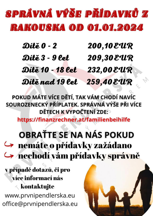 ‼️Zvýšení přídavků z Rakouska od ledna 2024‼️